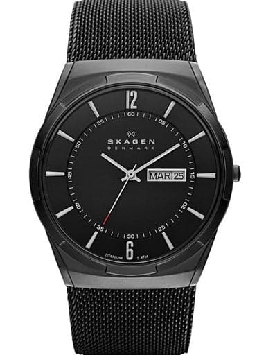 Skagen Melbye Titanium And Black Steel-Mesh Day-Date Watch