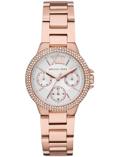 Michael Kors Camille Rose Gold Ladies Watch with Day Date Stainless Steel Strap - Kamal Watch Company