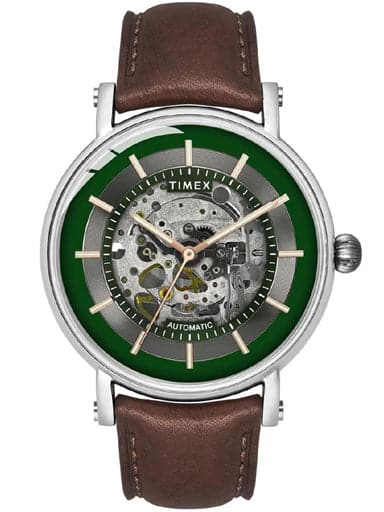 Timex Men'S Green Dial Full Skeleton Automatic Watch Tweg16717