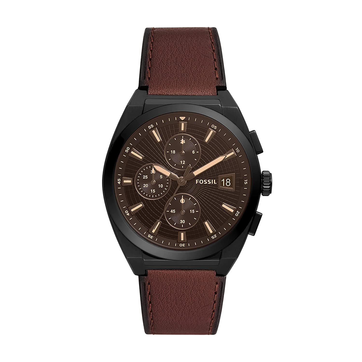 Fossil Everett Chronograph Brown Leather Watch - Kamal Watch Company