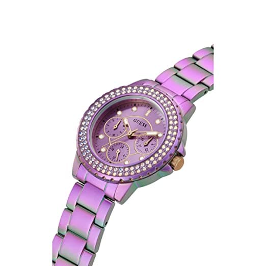 Guess Womens 36 mm Crown Jewel Rose Gold Dial Stainless Steel Analog Watch - GW0410L4 - Kamal Watch Company