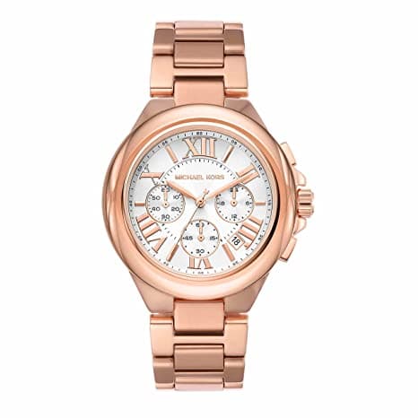 Michael Kors Womens 43 mm Camille White Dial Stainless Steel Chronograph Watch - MK7271