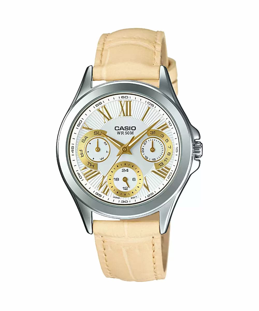 Casio Enticer Ladies LTP-E308L-7A1VDF (A1067) Leather Strap Women's Watch - Kamal Watch Company
