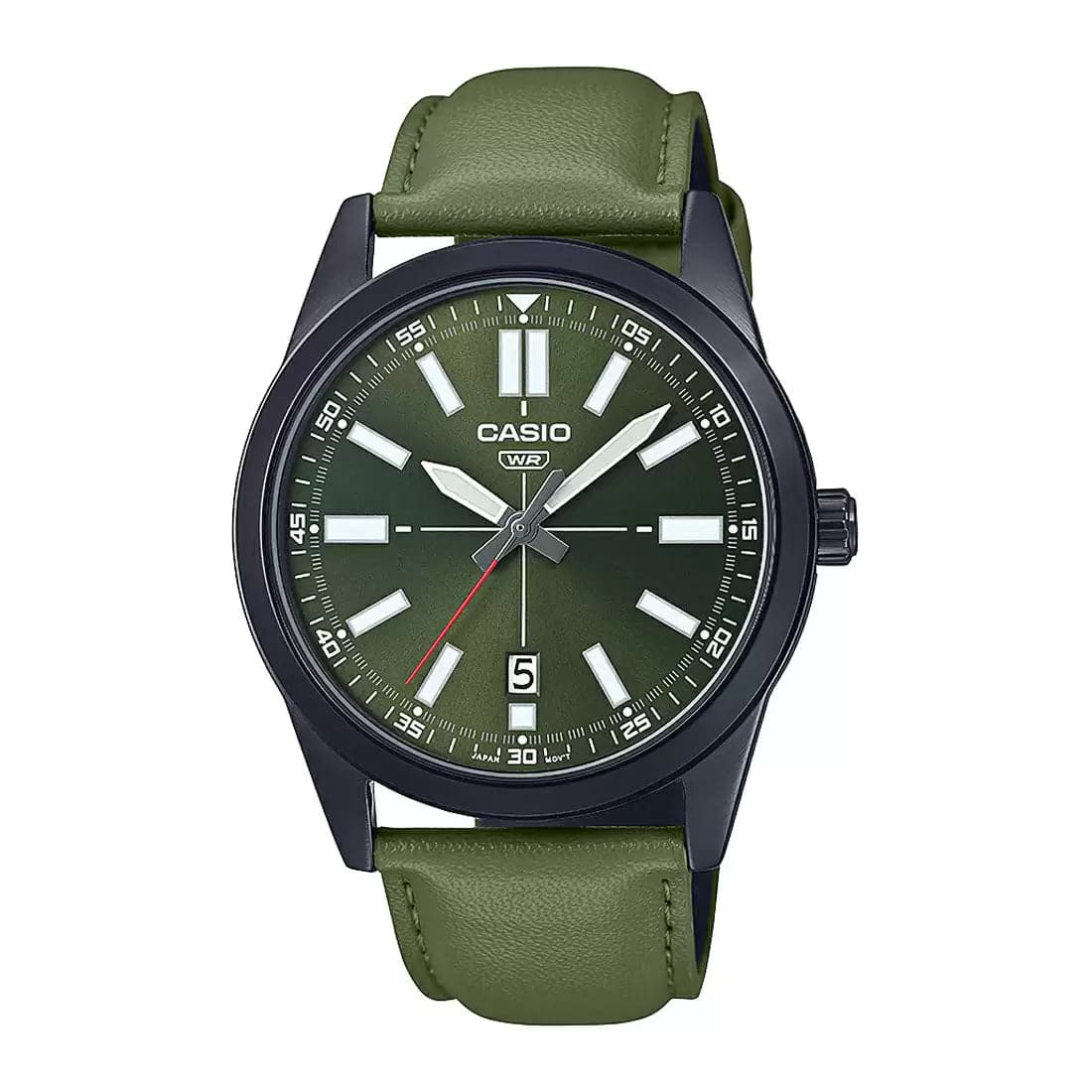 Casio analog leather 2024 watch