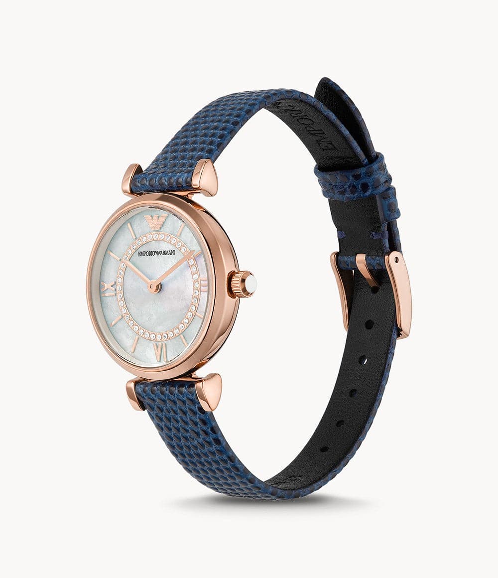 Emporio Armani Two-Hand Blue Leather Watch AR11468 - Kamal Watch Company