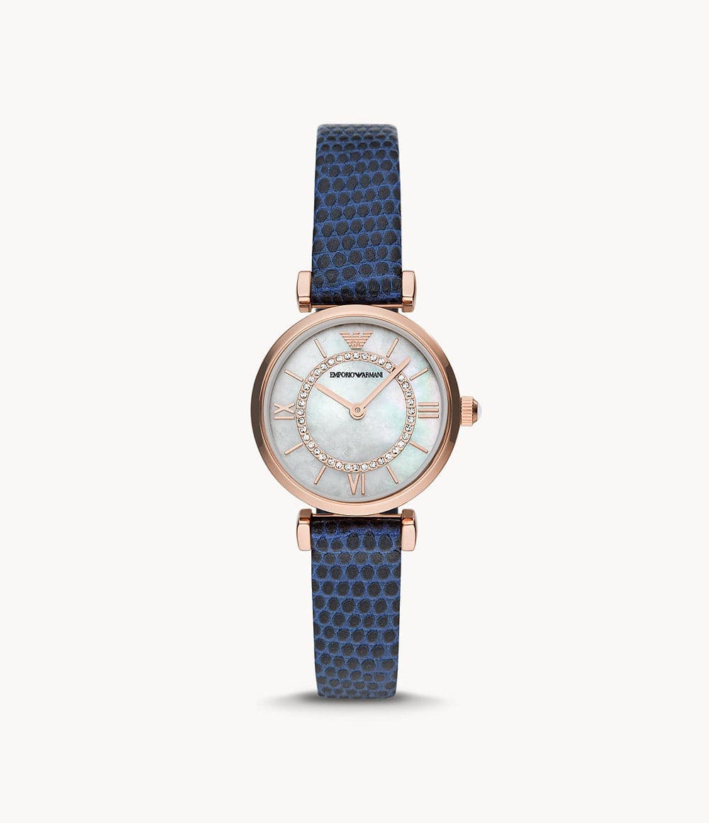 Emporio Armani Two-Hand Blue Leather Watch AR11468 - Kamal Watch Company