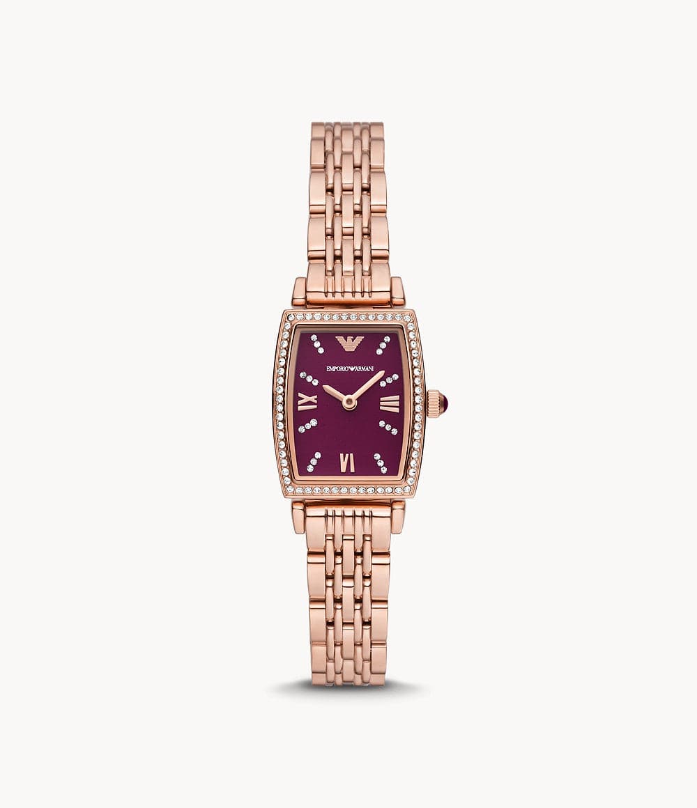 Emporio Armani Two-Hand Rose Gold Stainless Steel Watch AR11488I