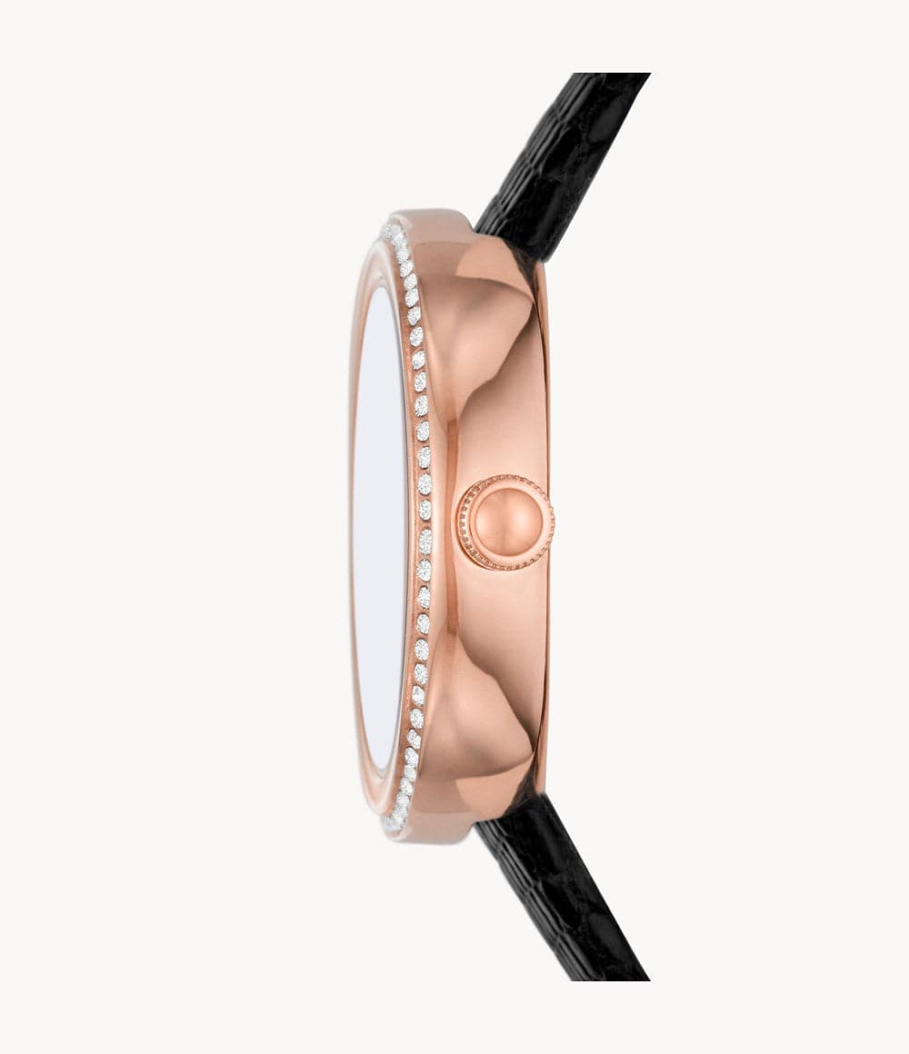 Emporio Armani Two-Hand Black Leather Watch AR11493I - Kamal Watch Company