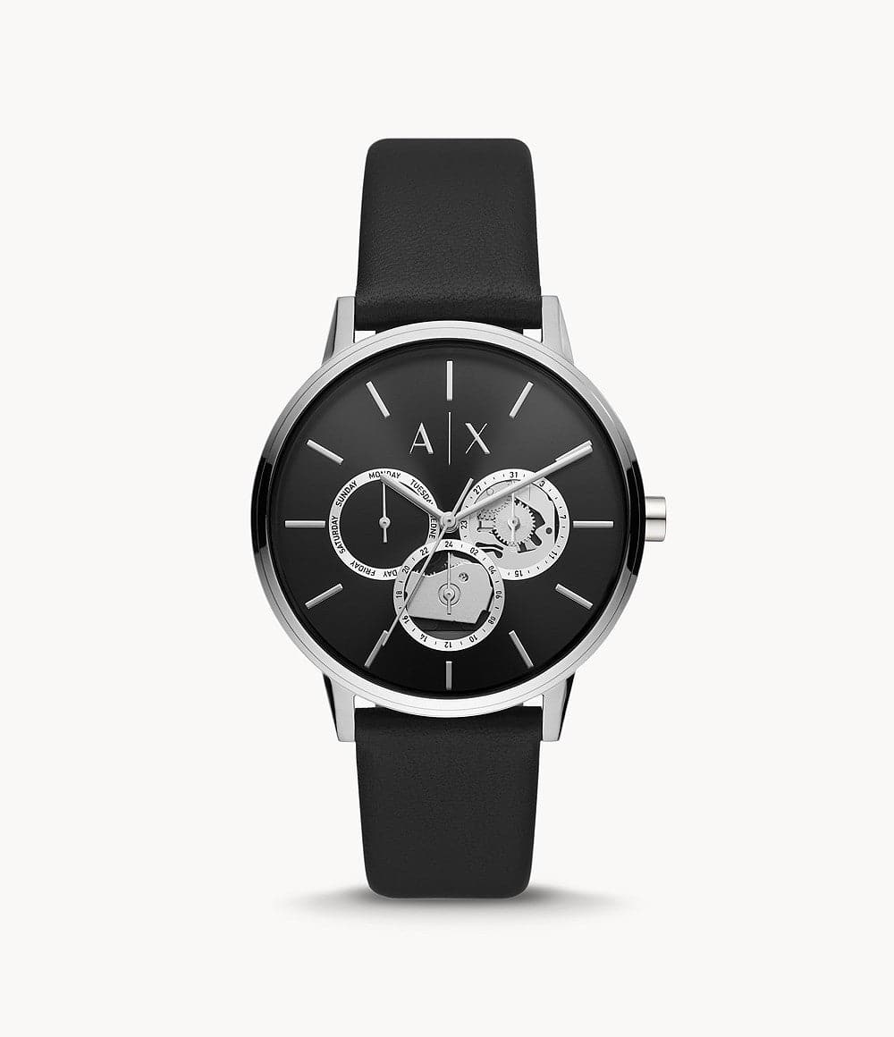 Armani Exchange Multifunction Black Leather Watch AX2745I