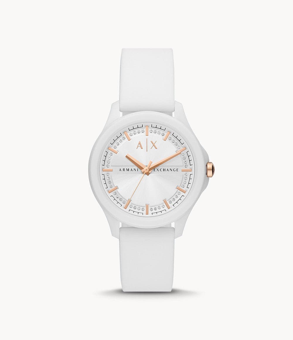 Armani Exchange Three Hand White Silicone Watch AX5268