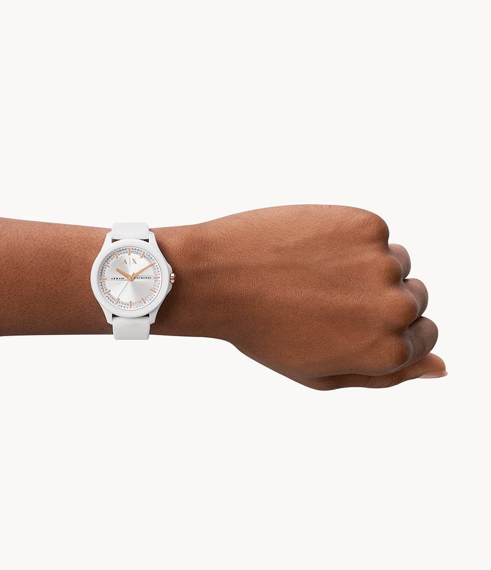 Armani Exchange Three-Hand White Silicone Watch AX5268 - Kamal Watch Company