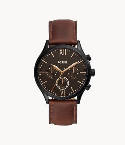 FOSSIL Fenmore Midsize Multifunction Brown Leather Watch BQ2453