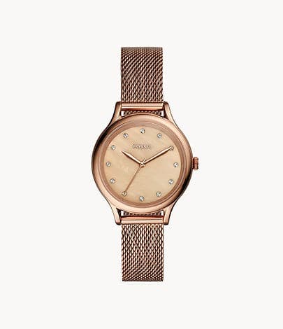 FOSSIL Laney Three-Hand Rose Gold-Tone Stainless Steel Watch BQ3392I