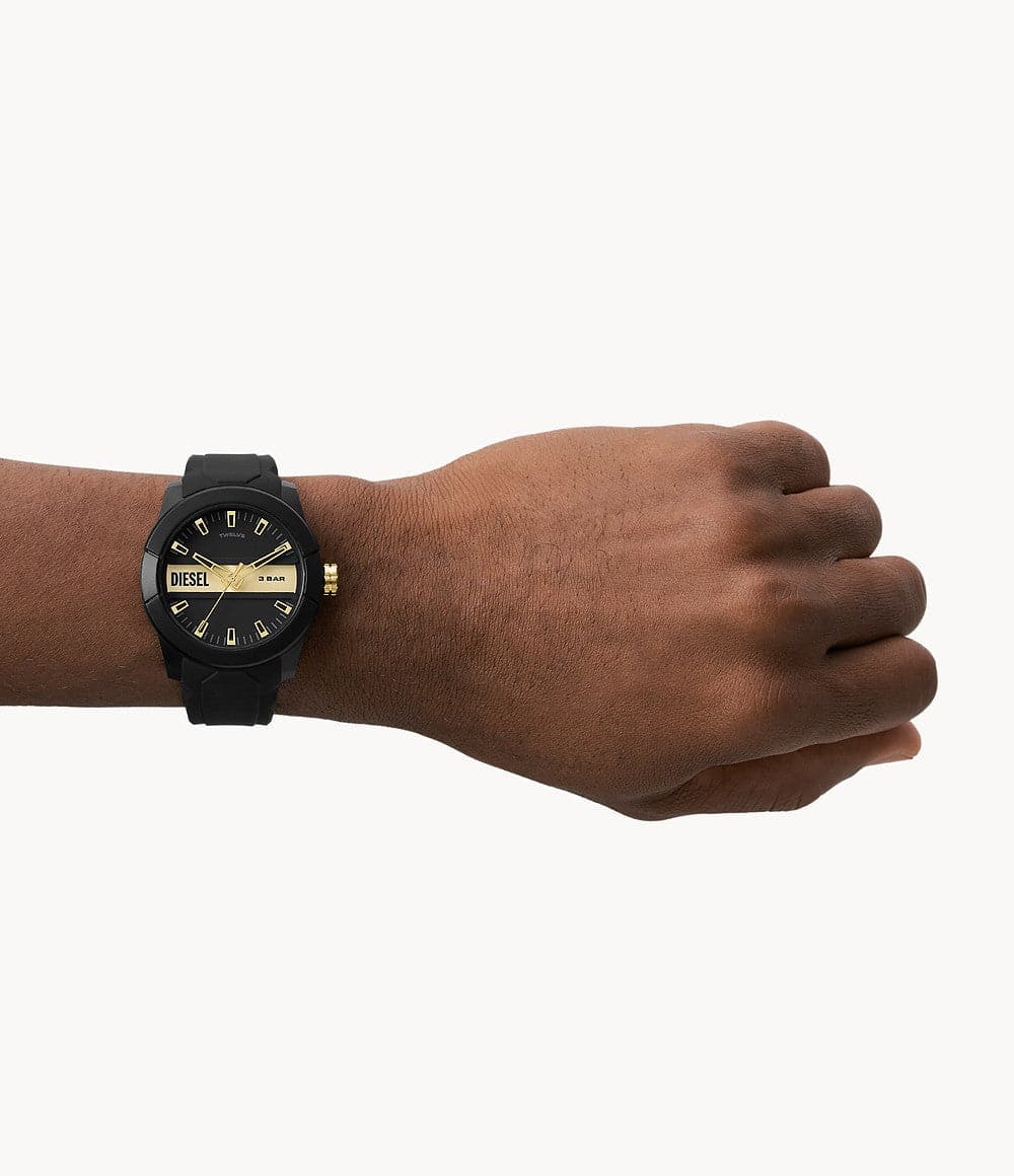 Diesel Double Up Three-Hand Black Silicone Watch DZ1997i - Kamal Watch Company