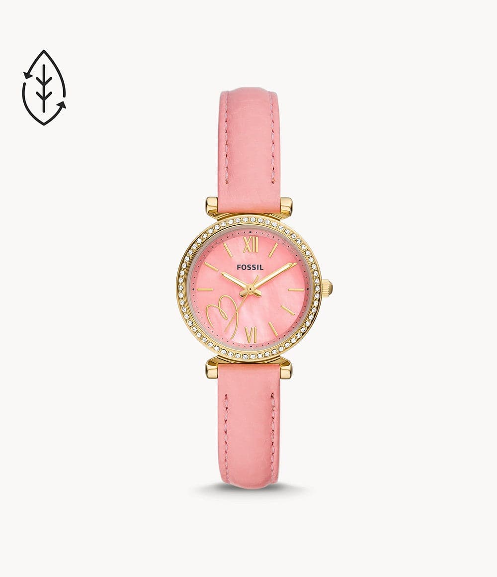 FOSSIL Carlie Three-Hand Pink Eco Leather Watch ES5177 - Kamal Watch Company