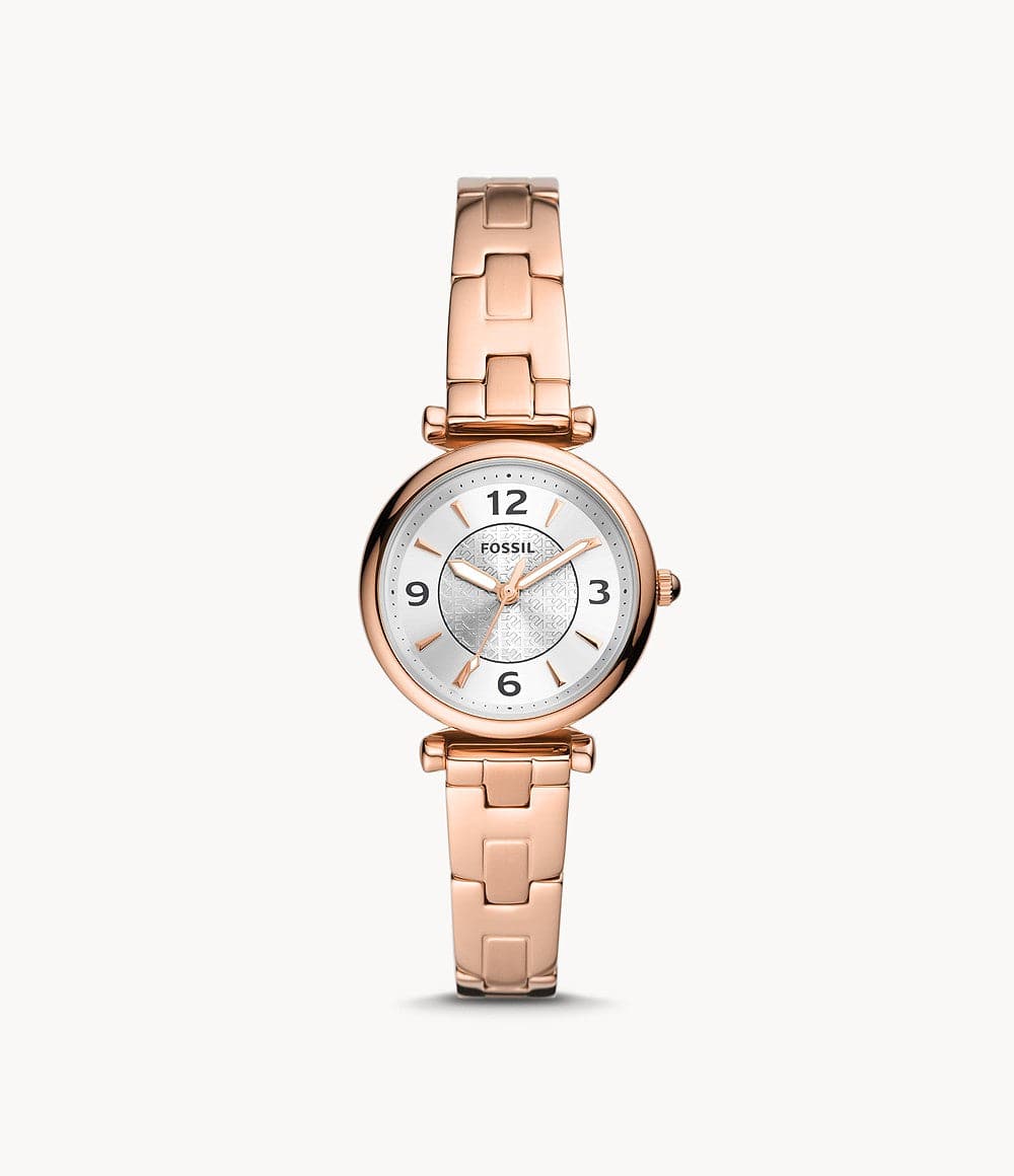 FOSSIL Carlie Three-Hand Rose Gold-Tone Stainless Steel Watch ES5202I - Kamal Watch Company