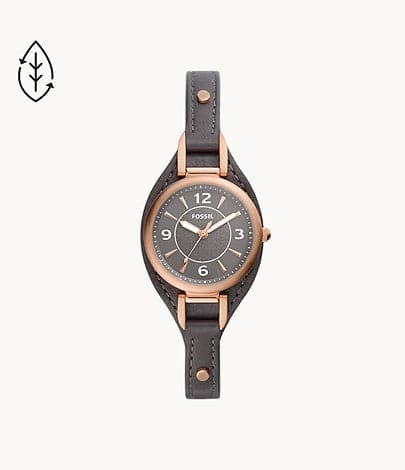 FOSSIL Carlie Three-Hand Black Eco Leather Watch ES5212I - Kamal Watch Company