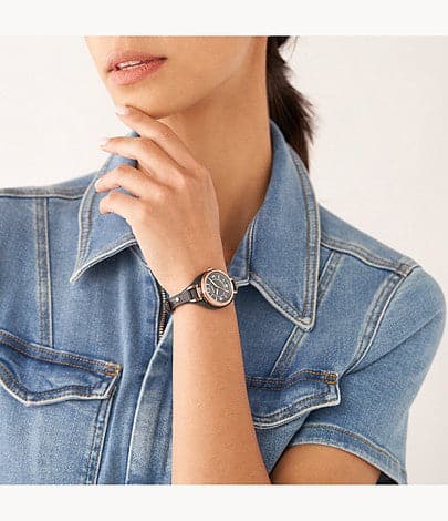 FOSSIL Carlie Three-Hand Black Eco Leather Watch ES5212I - Kamal Watch Company