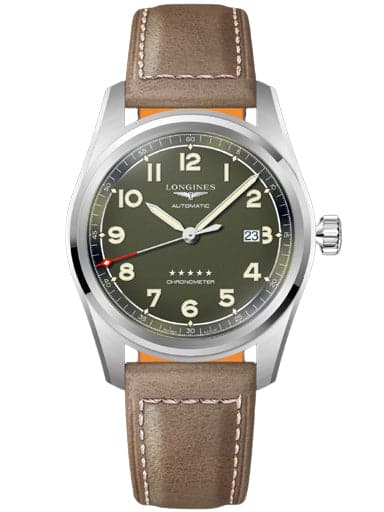 Longines Sprit Green Dial Leather Strap Watch - Kamal Watch Company