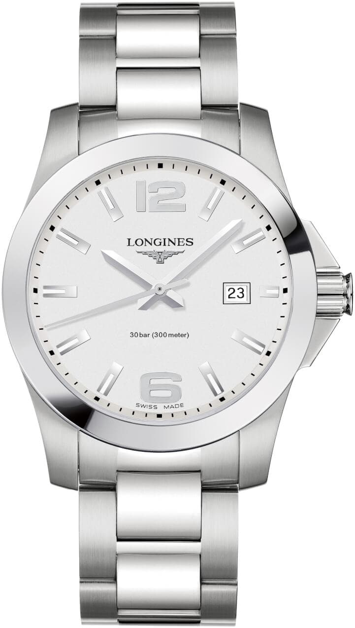 Longines Conquest Silver Dial Quartz Stainless Steel Men's Watch - Kamal Watch Company