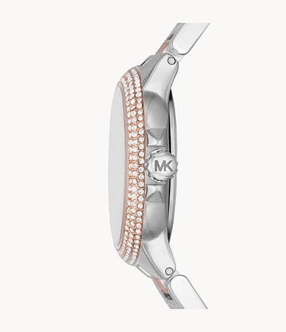 Michael Kors Mini Camille Multifunction Two-Tone Stainless Steel Watch and Steel Necklace Set MK1054SET - Kamal Watch Company