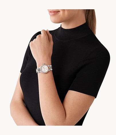 Michael Kors Mini Camille Multifunction Two-Tone Stainless Steel Watch and Steel Necklace Set MK1054SET - Kamal Watch Company