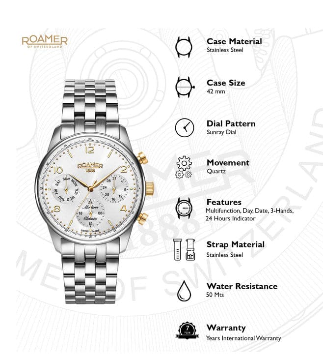 ROAMER Modern Classic Multifunction Swiss Made Watch for Men 509902472420 - Kamal Watch Company