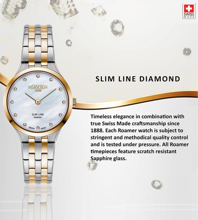 ROAMER Slim Line Diamond Swiss Made Watch for Women 512847478920 - Kamal Watch Company
