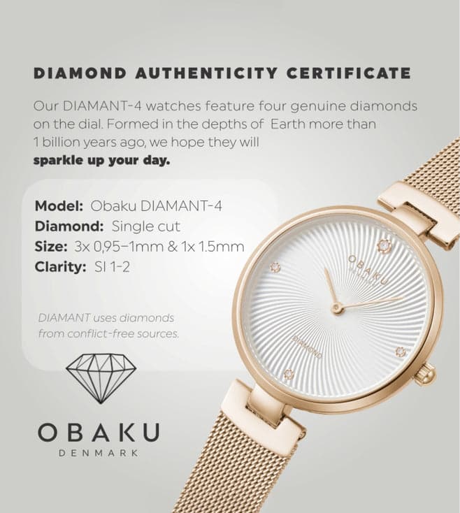 OBAKU Genuine Diamond Rose V256LXVIMV-DD - Kamal Watch Company