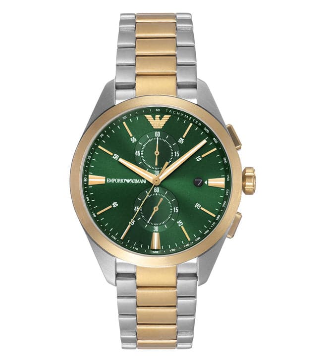 Emporio Armani Two Tone 43 Mm Green Dial Stainless Steel Analog Watch For Men - Ar11511I