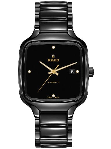 Rado True Square Automatic Men Black Diamond Dial Watch - Kamal Watch Company