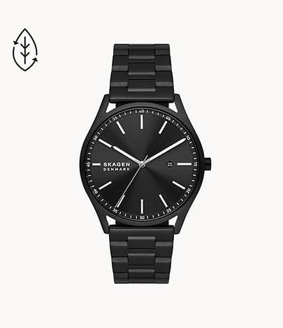 SKAGEN Holst Three Hand Date Midnight Stainless Steel Watch SKW6845I