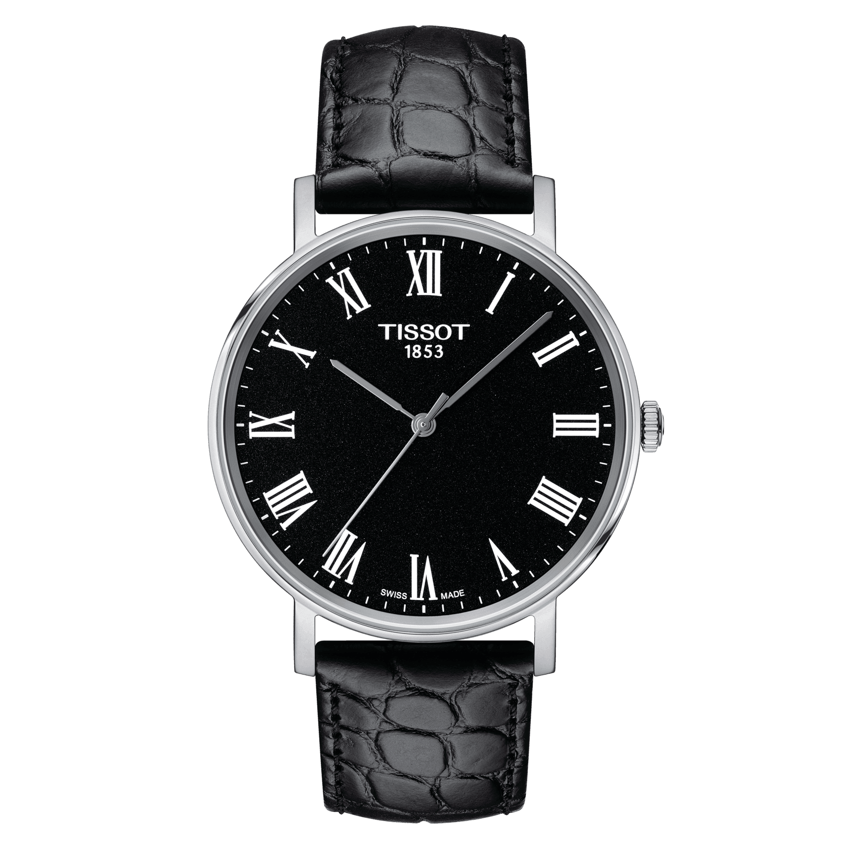 Tissot black discount leather watch