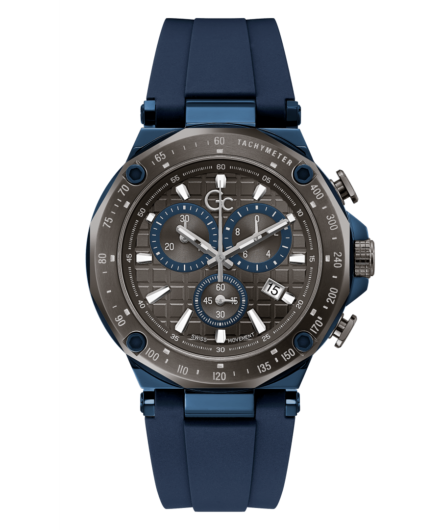 Gc Mens 45 mm Spirit Sport Gray Dial Silicone Analog Watch - Y81006G5MF - Kamal Watch Company
