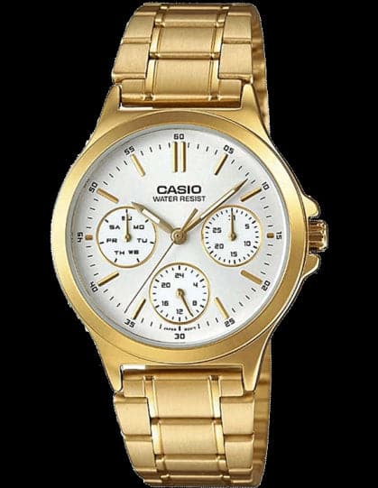 Casio Enticer Ladies Gold Multi-Dial Women'S Watch A1915