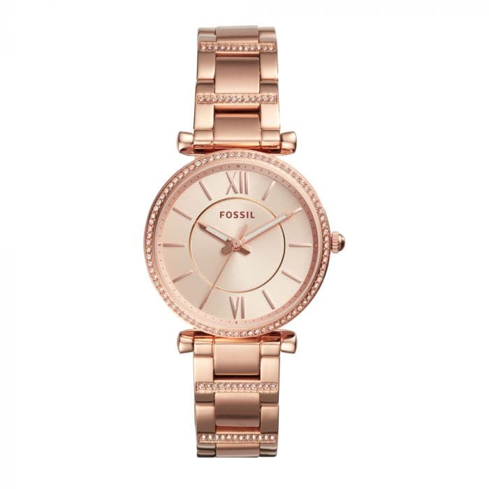 Fossil Carlie Three-Hand Rose-Gold-Tone Stainless Steel Watch