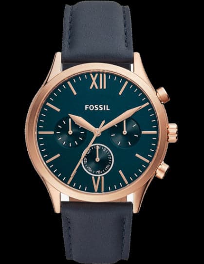 Fossil Fenmore Midsize Multifunction Navy Leather Watch Bq2412