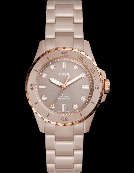 Fossil Fb-01 Three-Hand Salted Caramel Ceramic Watch Ce1111