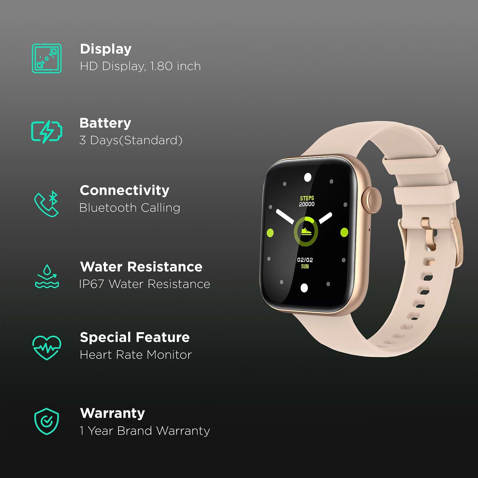 Fire-Boltt Ring 3 Smartwatch with Bluetooth Calling BSW043 GOLD - Kamal Watch Company