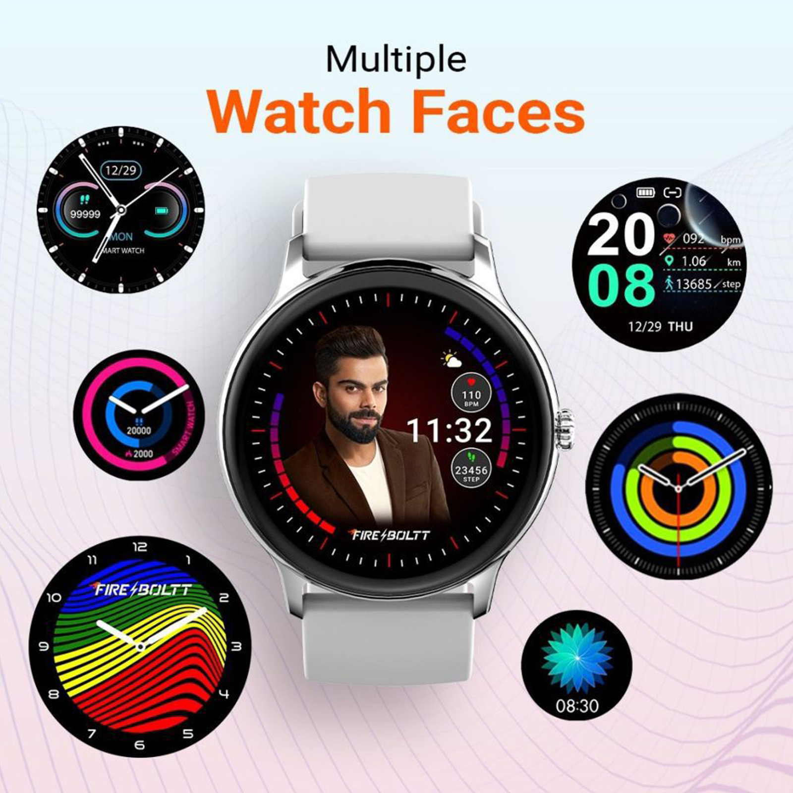 Fire-Boltt Hurricane Smartwatch BSW034 SILVER GREY - Kamal Watch Company