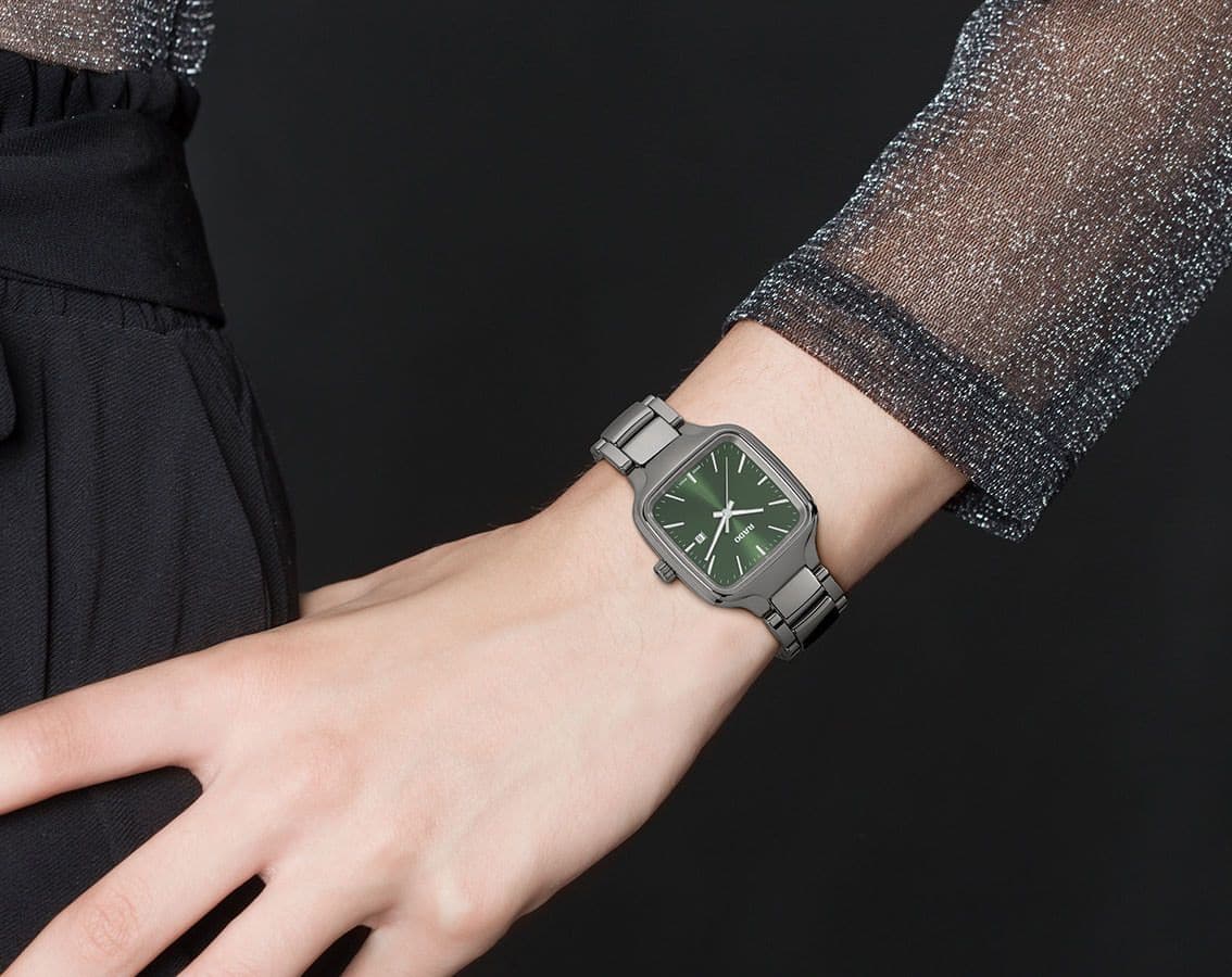 Rado True Square Diamonds Green Dial Women Watch - Kamal Watch Company
