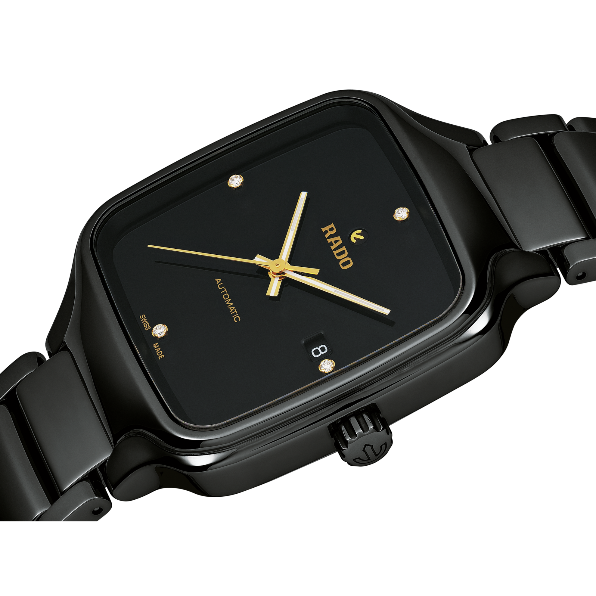 Rado True Square Automatic Men Black Diamond Dial Watch - Kamal Watch Company