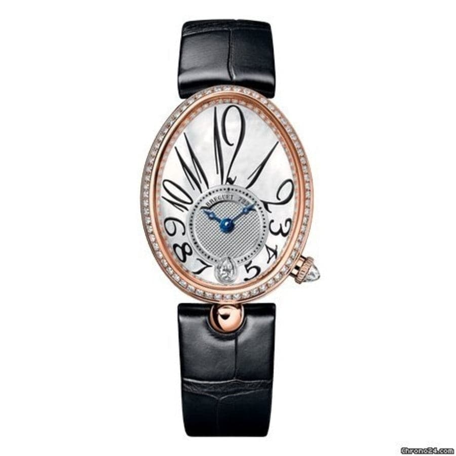 Breguet Reine De Naples 8918BR58964D00D3L Rose Gold With Black Leather Watch - Kamal Watch Company