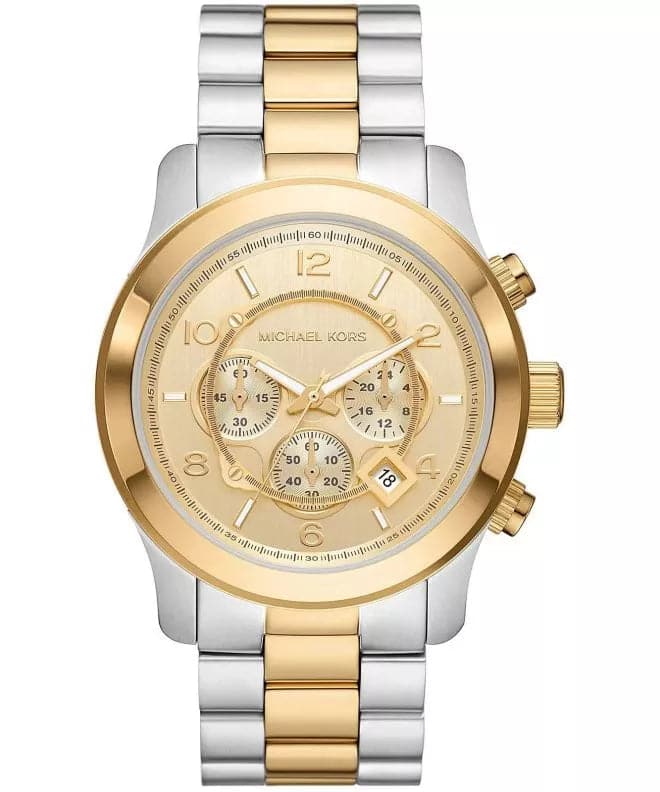 Michael Kors Runway 45 mm Gold Dial Stainless Steel Chronograph Watch