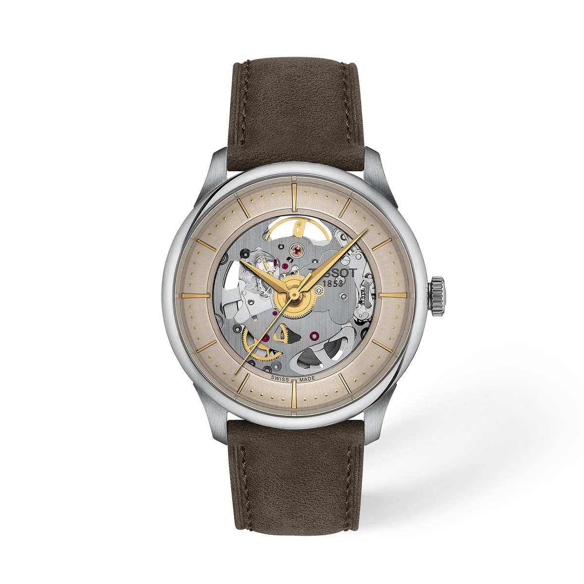 Tissot Chemin Des Tourelles Skeleton 39mm T139.836.16.261.00 Unisex Watch - front view