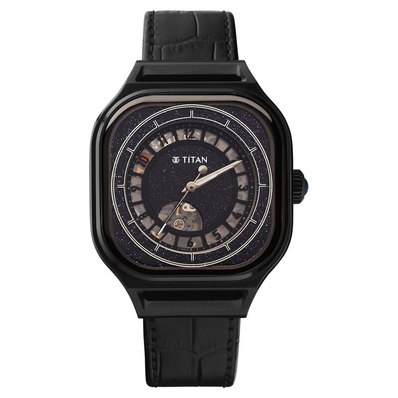 10008NL01 Titan Stellar Automatic Aventurine Dial Leather Strap Watch for Men