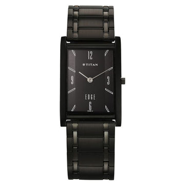 Titan Edge Black Dial Analog Stainless Steel Strap Watch for Men