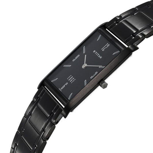 Titan Edge Black Dial Analog Stainless Steel Strap Watch for Men
