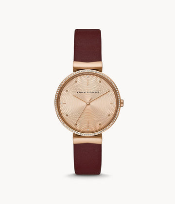 Armani Exchange Three-Hand Red Leather Watch AX5913 - Kamal Watch Company