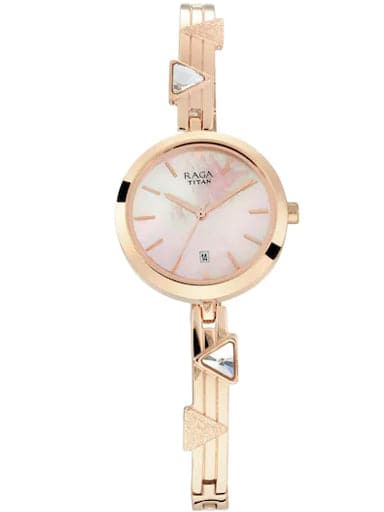 Titan Raga Viva Mother Of Pearl Dial Metal Strap Watch For Women NP2606WM04 - Kamal Watch Company